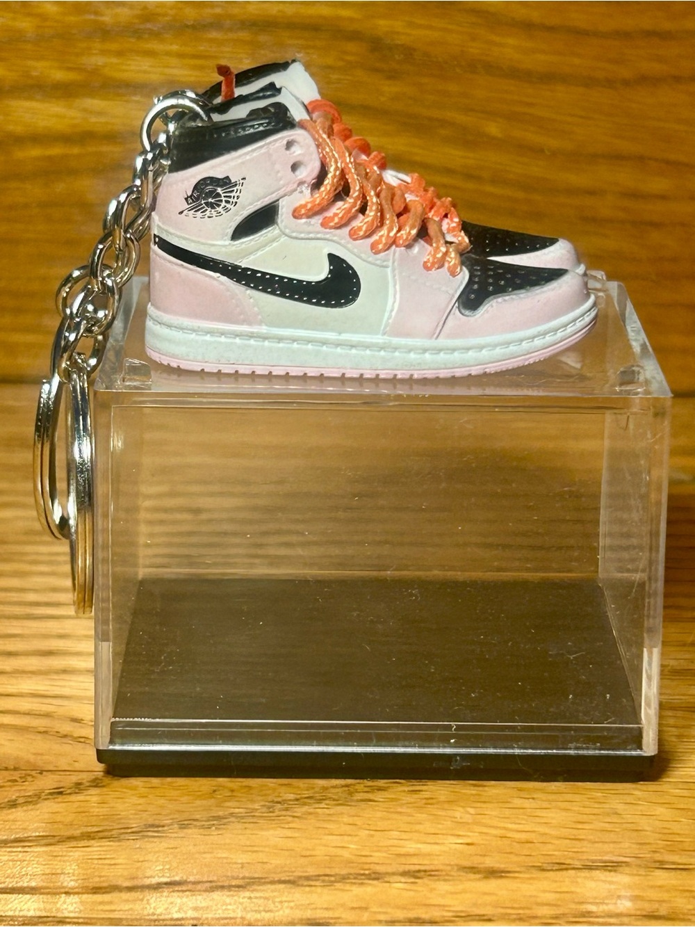 Peach and Black High-Top Sneaker Keychain